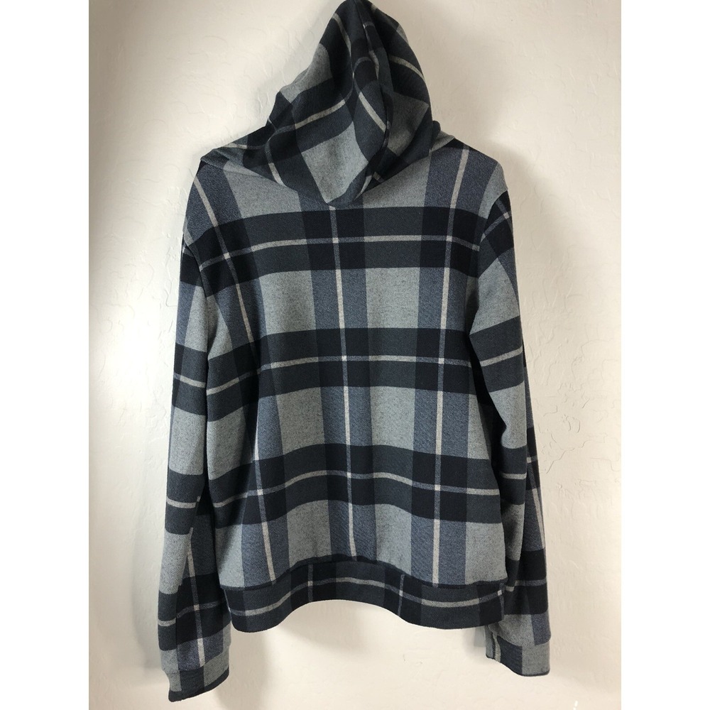 EMBERLEY Womens M Plaid Pullover Hoodie Black Brown - Picture 3 of 5